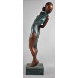 A Large Cold Painted Modernist Bronze Sculpture of Maiden, 64cms High