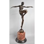 A Reproduction Art Deco Style Bronze Study of a Dancing Girl on Marble Plinth Base, Stamped A7255,