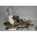 A Collection of Various Vintage Items to comprise Bedchamber Sticks, Enamel Jugs, Candles Flat