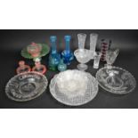 A Collection of Various Glassware to include Commemorative Bowls, Footed Bowl, Blue Glass