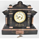 A Nice Quality French Slate and Marble Mantel Clock of Architectural Form, Late 19th/Early 20th