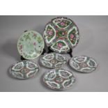 A 19th Century Chinese Celadon Glazed Famille Rose Plate Decorated with Flowers and Butterflies,