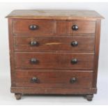 A Late Victorian/Edwardian Stained Pine Bedroom Chest of Two Short and Three Long Drawers, 107cm