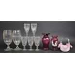 A Collection of Various 19th and 20th Century to Include Victorian Pink Opaque Glass Basket, Mary