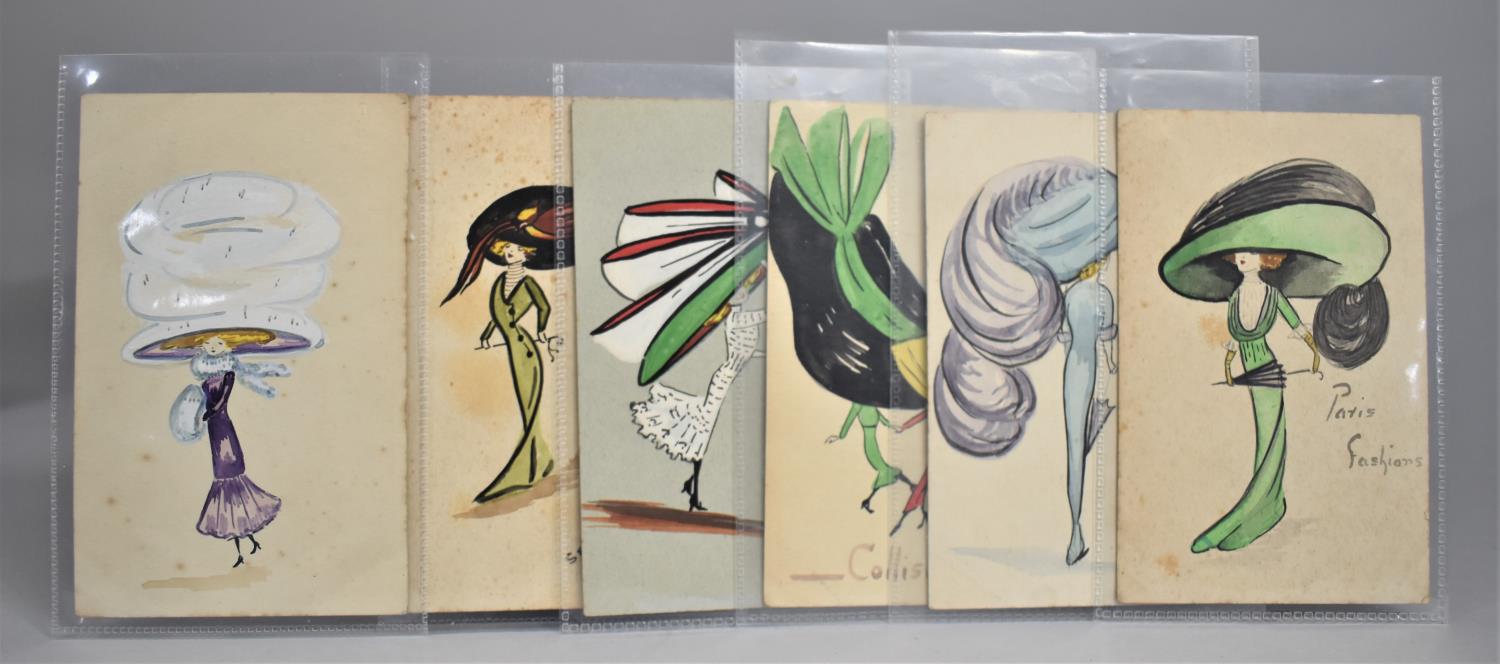 A Collection of Six Unused Vintage Fashion Postcards