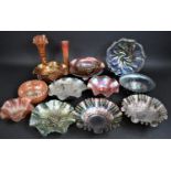 A Large Collection of Various Carnival Glass to include Bowls, Dishes, Vases Etc