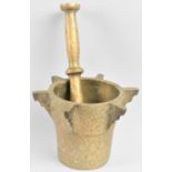 A Vintage Brass Cylindrical Pestle and Mortar, 10cms Diameter and 10cms High