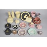 A Collection of Various Coloured Wedgwood Jasperware to Comprise Dishes, Lidded Boxes, Cup and