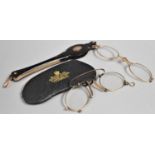 Two Vintage French Lorgnettes in Tortoiseshell with Gilt Mounts and a Second Pair in Leather Case by