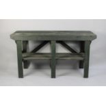 A Rustic Section of Wooden Staging, Painted Green, 152cms Wide and 83cms High