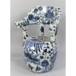 A Large Chinese Blue and White Glazed Circular Garden Armchair Seat, 65cms High