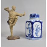 A Chinese Blue and White Jar and Cover Together with a Earthenware Study of Kung Fu Fighter, 28.