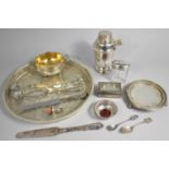 A Collection of Various Silver Plated Items to include Galleried Tray, Cocktail Shaker, White