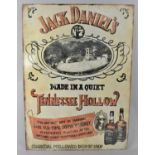 A Reproduction Printed Tin Advertising Sign for Jack Daniels. 50x75cm