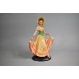 A Mid 20th Century Cold Painted Chalkware Study of Maiden, 38cm high