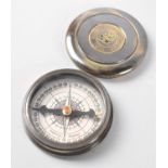 A Circular Reproduction Brass Cased Pocket Compass, The Screw Off Top Inscribed Marine Pocket