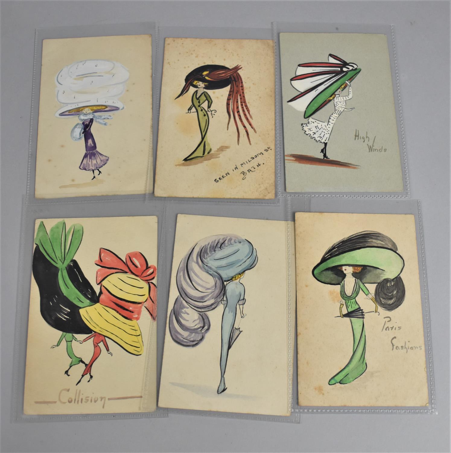 A Collection of Six Unused Vintage Fashion Postcards - Image 3 of 4