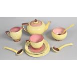 An Art Deco Carlton Ware Tea For One to include Teapot, Sugar Bowl, Teacup, Saucer and Side Plate,