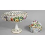 A 20th Dresden Porcelain Pierced Potpourri Box and Cover Encrusted with Flowers, 11cm high