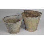 Two Vintage Galvanized Buckets, One with Holes to Base