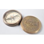 A Circular Reproduction Brass Pocket Compass As Made by Stanley of London, The Circular Screw Top