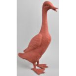 A Modern Cast Metal Painted Study of a Goose, 38cms High