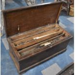 A Vintage Wooden Tool Chest with Fitted Inner and Contents, Moulding Planes Etc