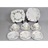 An Art Deco Atlas China Chinoiserie Tea Set Comprising Three Cups, Six Saucers and Side Plates, Cake