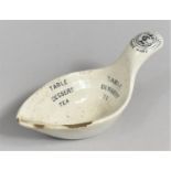 A Victorian Glazed Stoneware Measuring Caddy Spoon, The Oval Bowl Inscribed Table, Dessert, Tea,