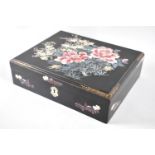 A Mid 20th Century Chinese Lacquered Games Box with Hinged Lid to Interior with Two Removable