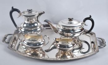 A Nice Quality Four Piece Silver Plated Tea Service Together with a Two Handled Tray