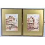 A Pair of Framed Watercolours of Lisieux and Frankfurt by G Harley, Each 23x32cm