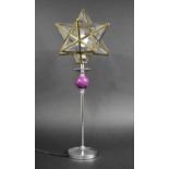 A Modern Chromed Table Lamp with Starburst Shade, 59cm high