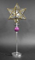 A Modern Chromed Table Lamp with Starburst Shade, 59cm high