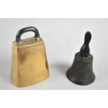 A 19th Century Brass Cow Bell Inscribed James Barwell, Birmingham Together with a Small Handbell,