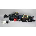 A Collection of Various 35mm and Other Camera Bodies with Accessories