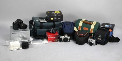 A Collection of Various 35mm and Other Camera Bodies with Accessories