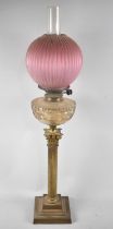 A Late Victorian/Edwardian Tall Oil Lamp in the Form of Reeded Corinthian Column on Stepped Plinth