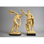 A Pair of Mid 20th Century Italian Figures, Discobolo and Augustus Caesar, 35cm High