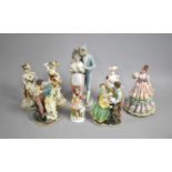 A Collection of Various Ceramic and Resin Figural Ornaments to Include Nao and Coalport. Condition