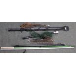 A Collection of Fly Fishing Accessories to Include Hardy Extending Landing Net, Snowbee Telescopic