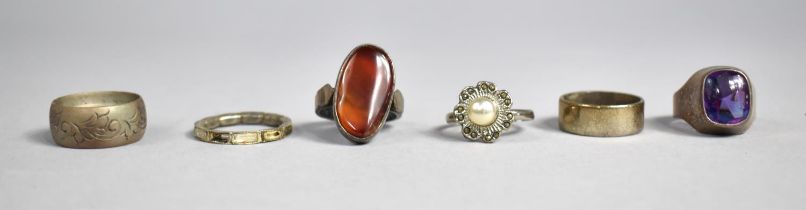 A Collection of Various Silver and White Metal Rings to Include Carnelian/Citrine Example etc