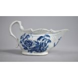 An Early English Blue and White Sauce Boat, Possibly Liverpool Decorated with Oriental Garden Scene,