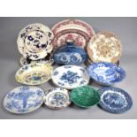 A Collection of Various Transfer Print Plates, Platters, Copeland Spode's Italian Pattern Bowl,