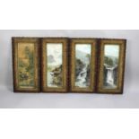 Two Pairs of Gilt Framed Prints Depicting River Scenes, Waterfalls and Stag on Rock