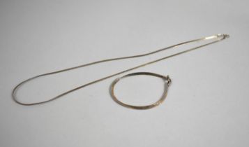 A Silver Italian Flat Necklace, 60cm Long with Flat Bracelet, 18.5cm, Both Marked 925