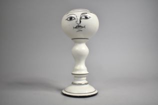 An Italian Glazed Ceramic Ornament in the Form of a Head Painted with Moon and Planets In Alignment,