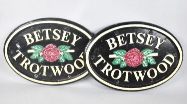 Two Cast Metal Oval Plaques, Betsey Trotwood, 47cm wide