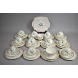 A Crown Staffordshire White Rose and Gilt Scroll Trim Tea Set to Comprise Eleven Cups, Twelve