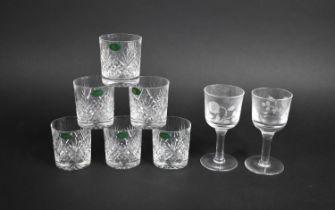 Set of Six Rosendale Crystal Tumblers Together with Two Wines